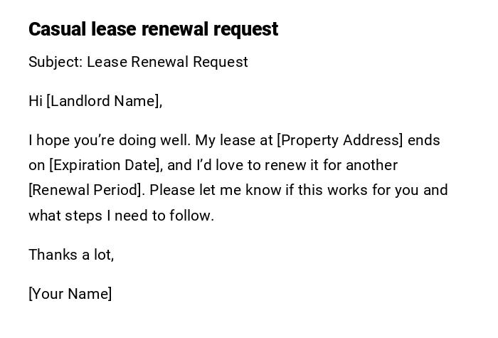Casual lease renewal request