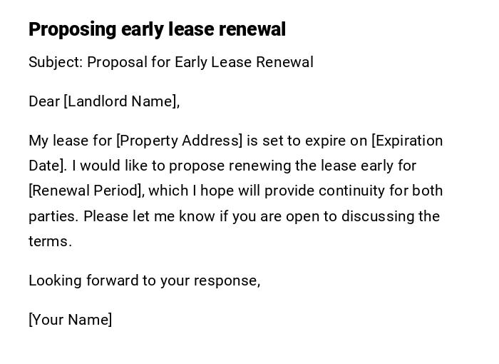 Proposing early lease renewal