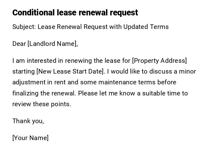 Conditional lease renewal request