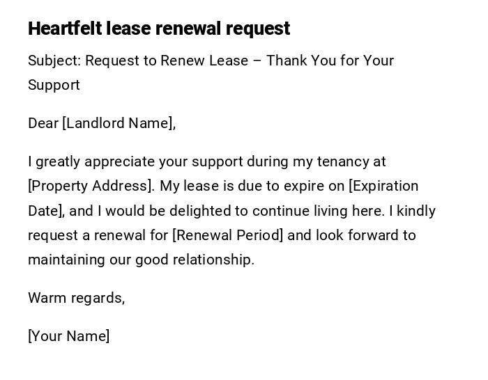 Heartfelt lease renewal request