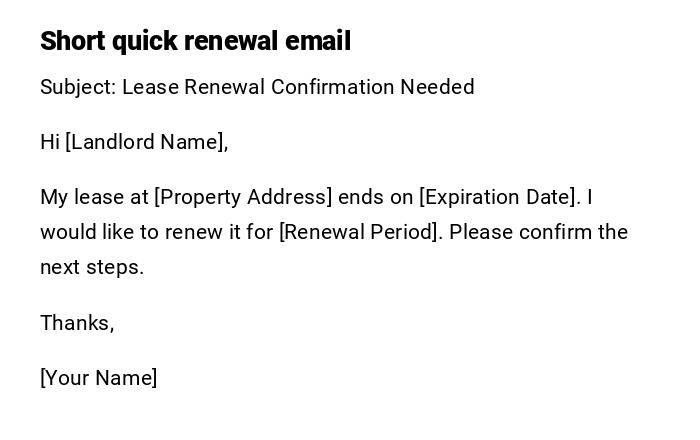 Short quick renewal email