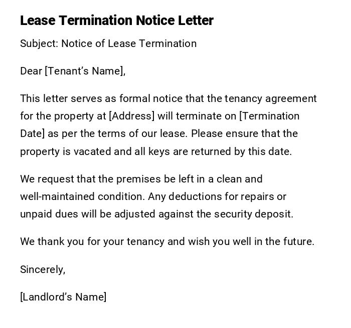 Lease Termination Notice Letter