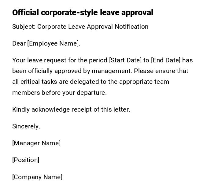 Official corporate-style leave approval
