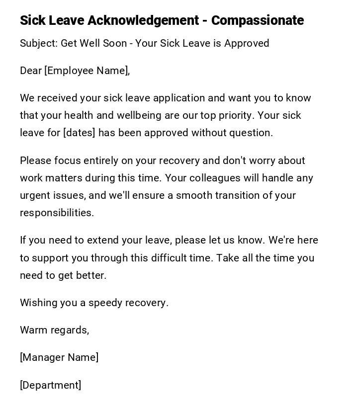 Sick Leave Acknowledgement - Compassionate