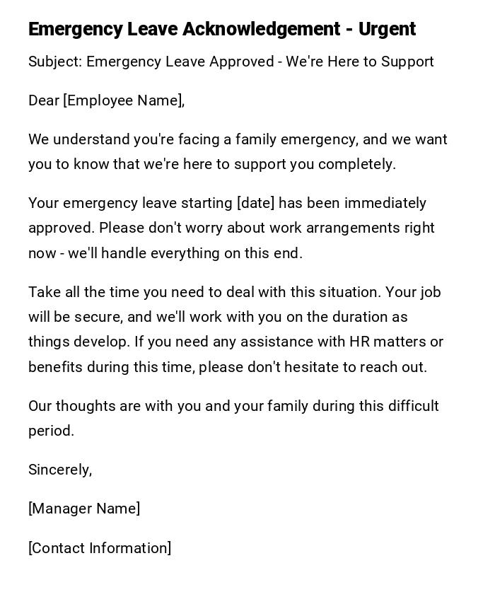 Emergency Leave Acknowledgement - Urgent