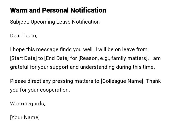 Warm and Personal Notification