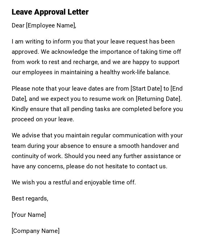 Leave Approval Letter