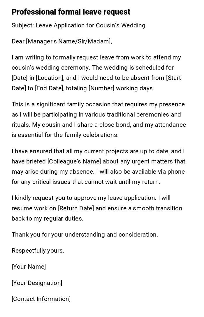 Professional formal leave request