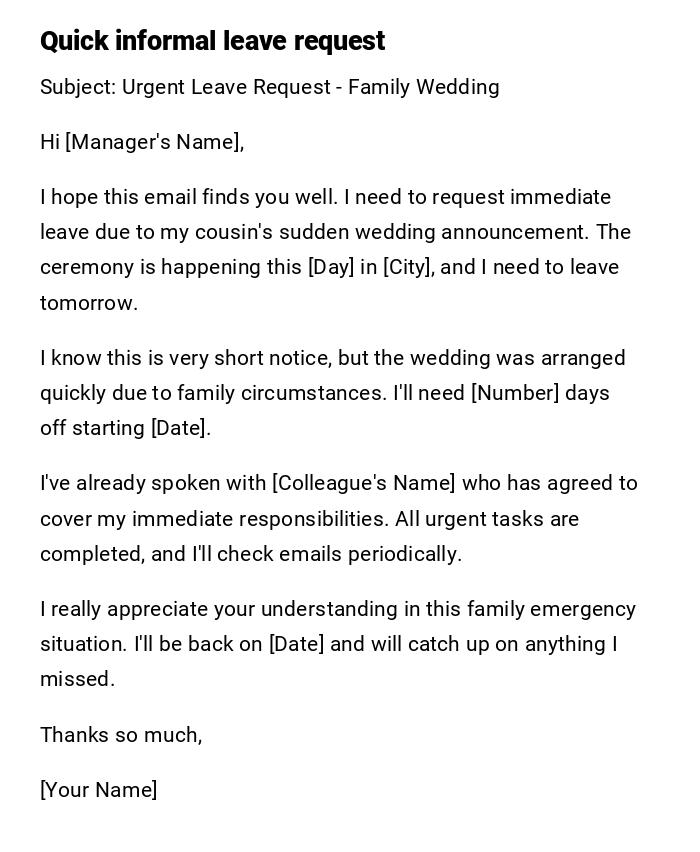 Quick informal leave request