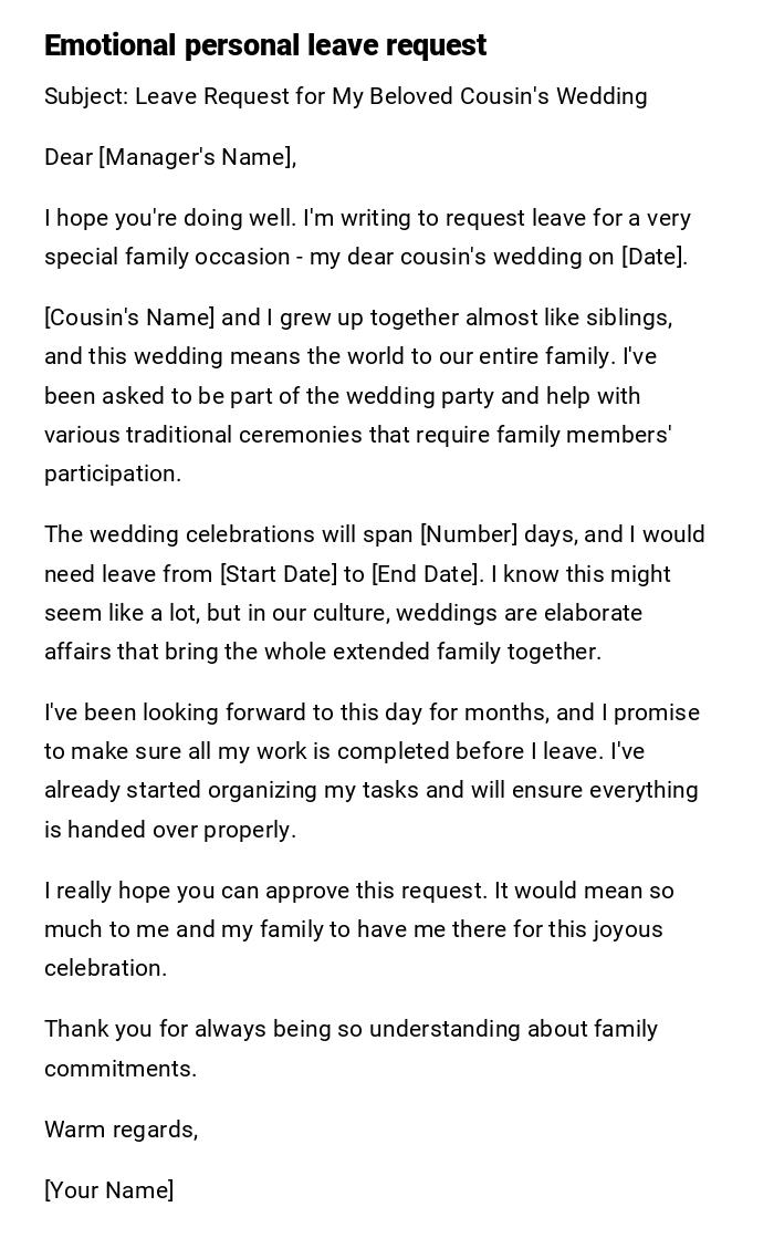 Emotional personal leave request