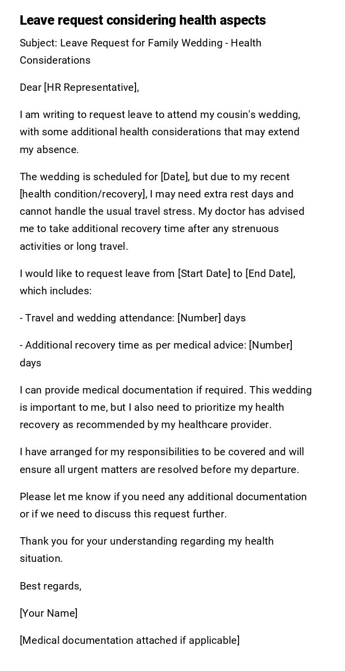 Leave request considering health aspects