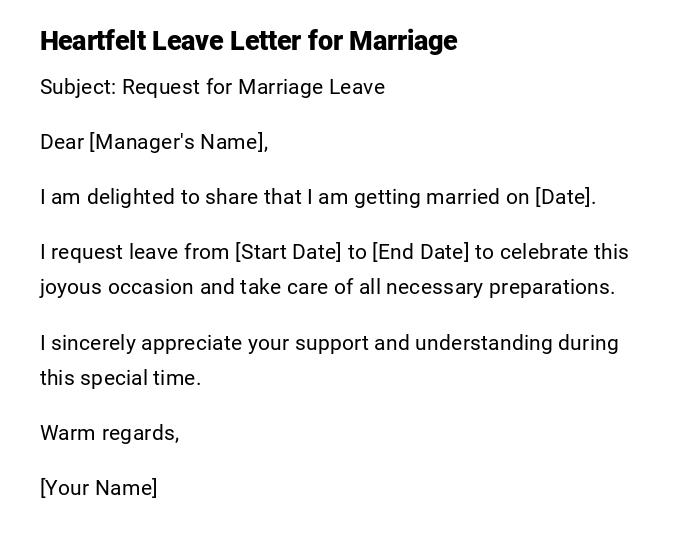 Heartfelt Leave Letter for Marriage Heartfelt Leave Letter for Marriage