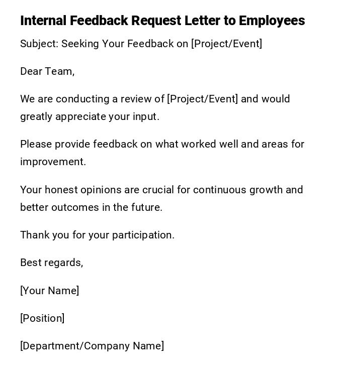 Internal Feedback Request Letter to Employees