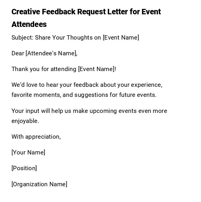 Creative Feedback Request Letter for Event Attendees