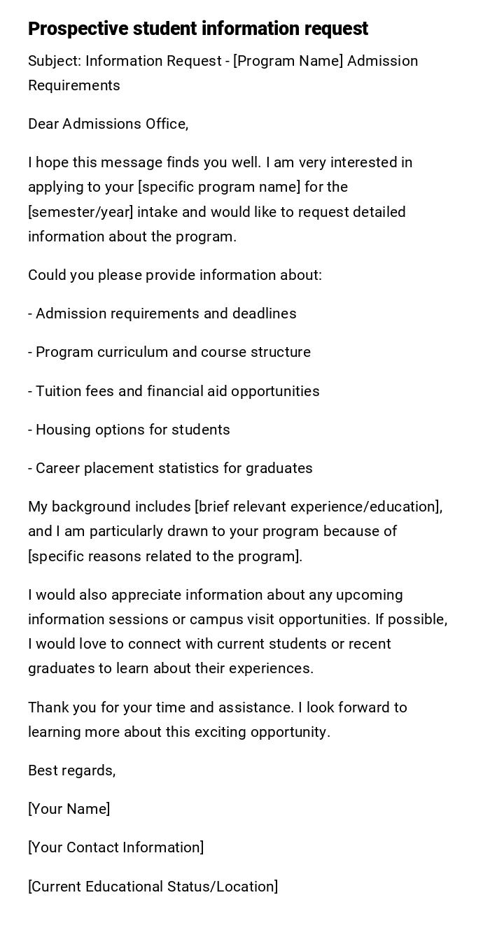 Prospective student information request