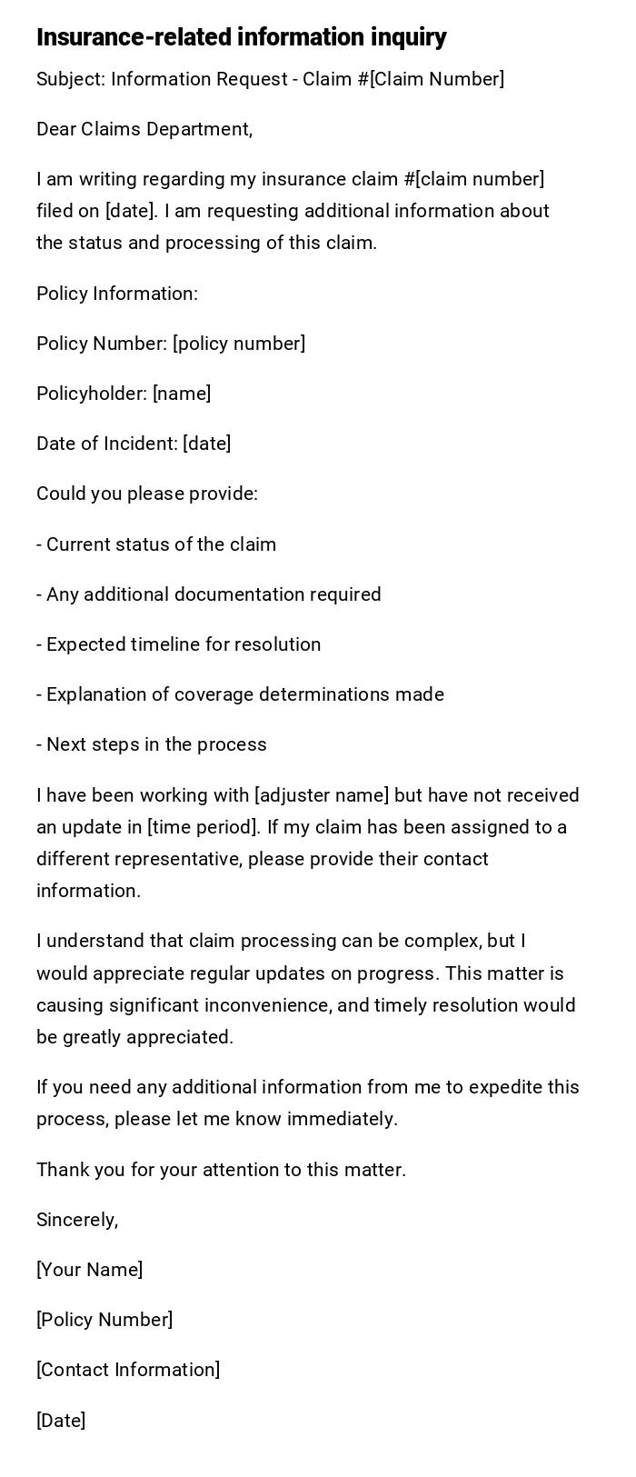 Insurance-related information inquiry