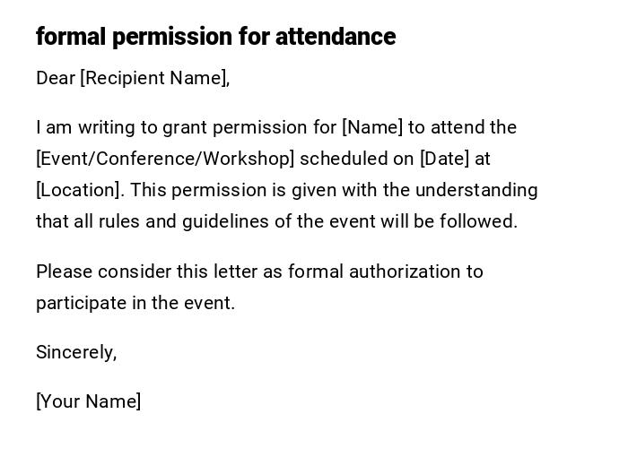 formal permission for attendance