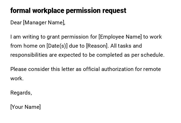 formal workplace permission request