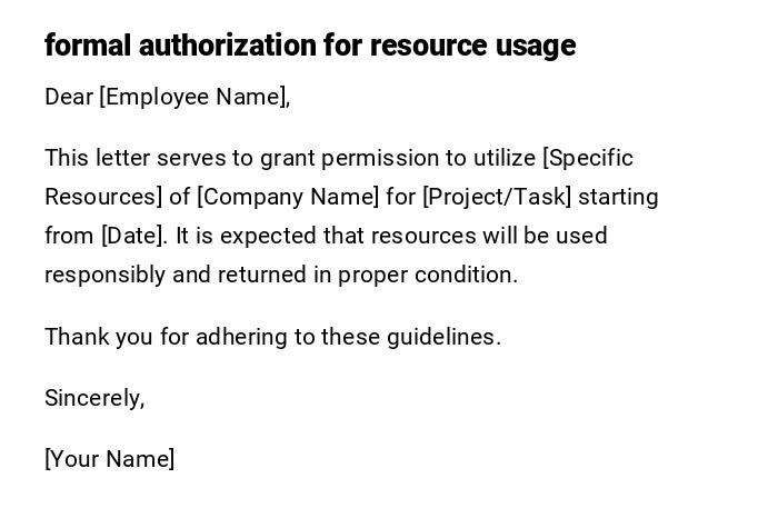 formal authorization for resource usage