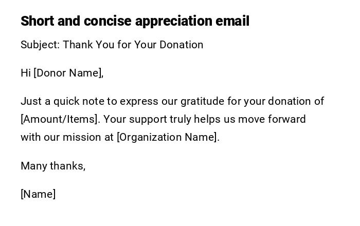 Short and concise appreciation email