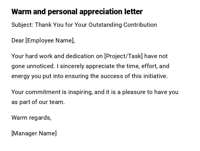 Warm and personal appreciation letter