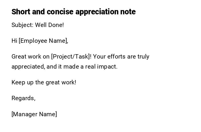 Short and concise appreciation note