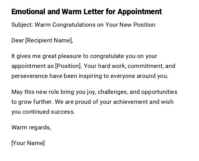 Emotional and Warm Letter for Appointment