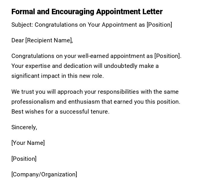 Formal and Encouraging Appointment Letter