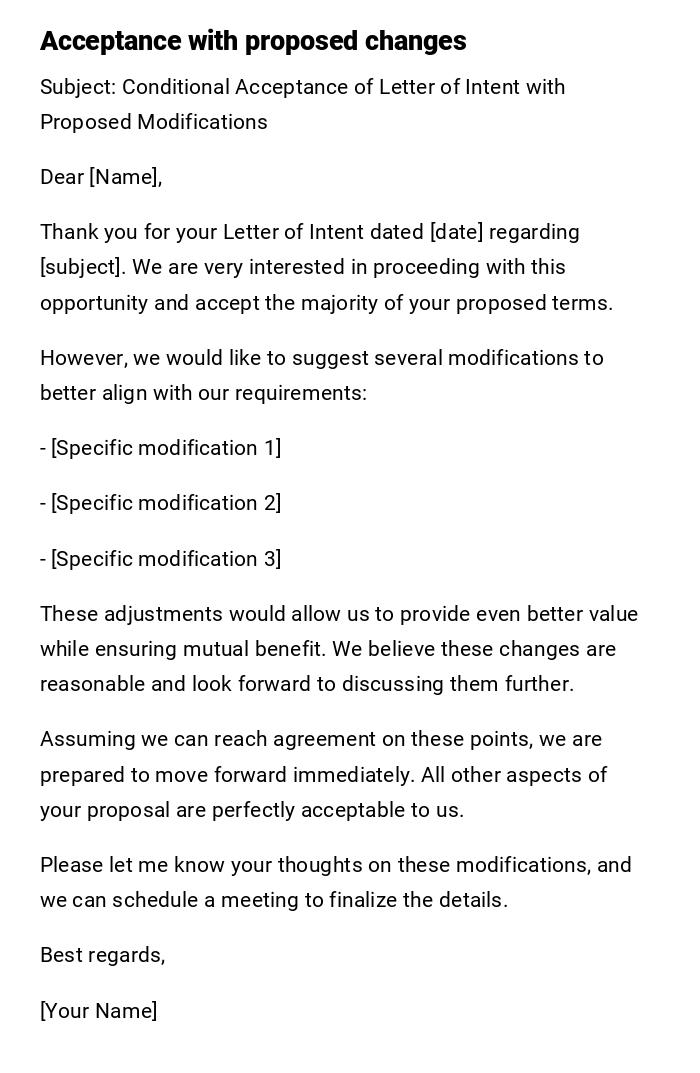 Acceptance with proposed changes