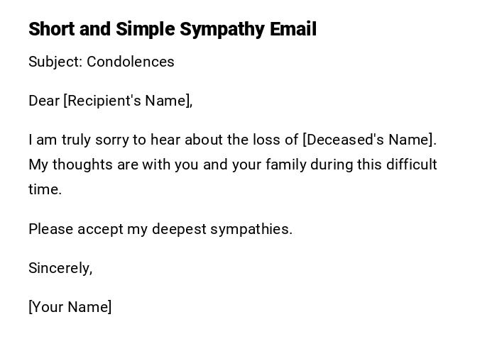 Short and Simple Sympathy Email