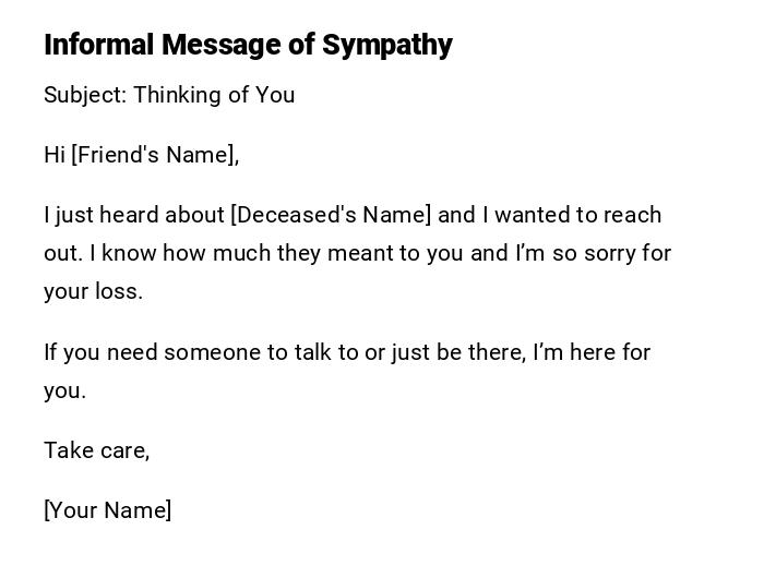 Informal Message of Sympathy