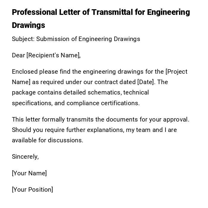 Professional Letter of Transmittal for Engineering Drawings