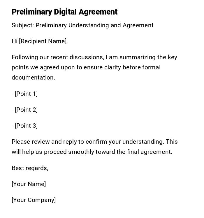 Preliminary Digital Agreement