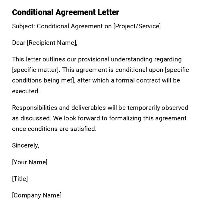 Conditional Agreement Letter