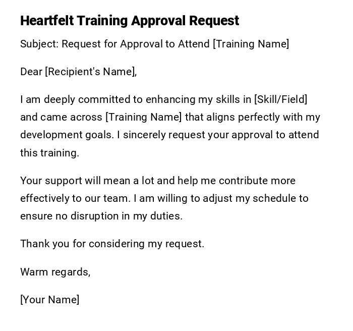 Heartfelt Training Approval Request