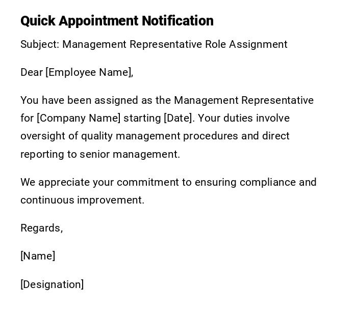 Quick Appointment Notification