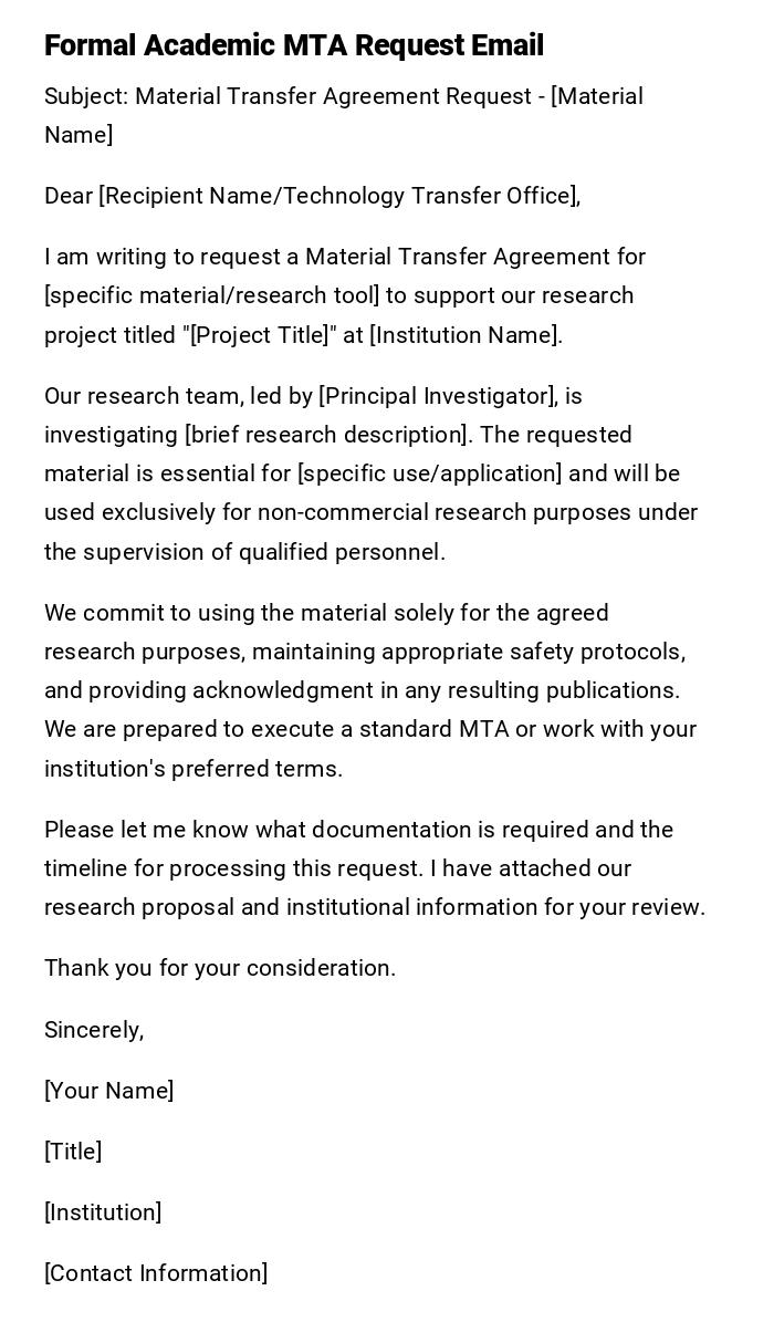 Formal Academic MTA Request Email