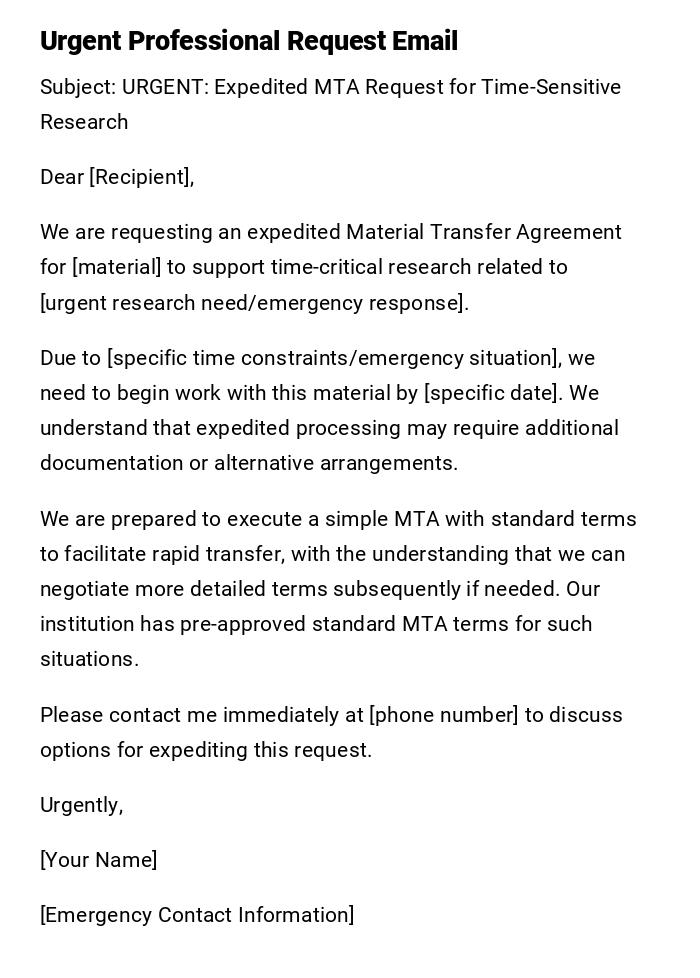 Urgent Professional Request Email