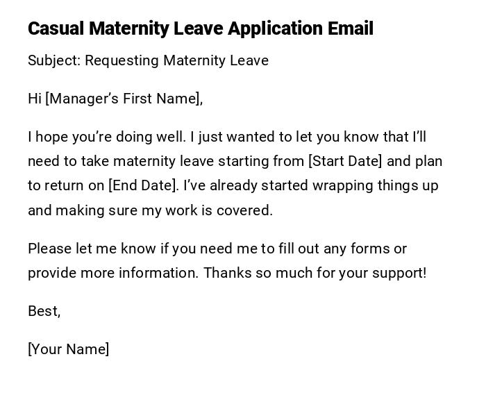 Casual Maternity Leave Application Email