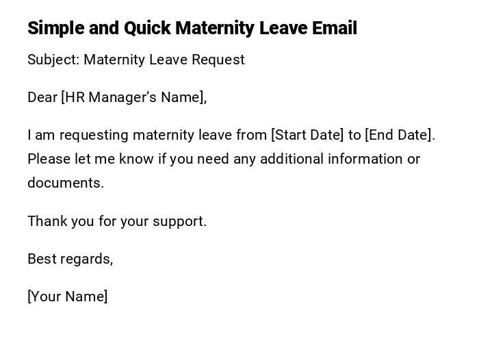 Simple and Quick Maternity Leave Email