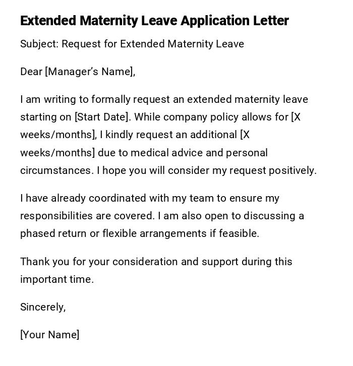 Extended Maternity Leave Application Letter