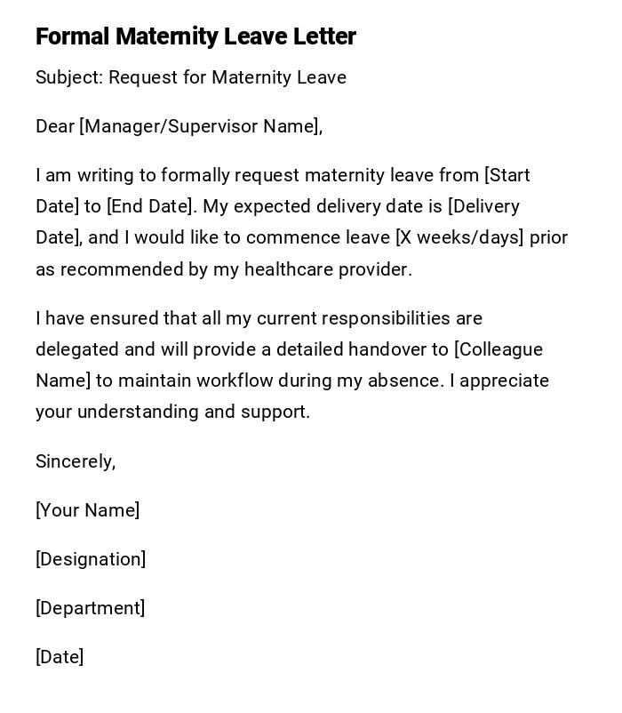Formal Maternity Leave Letter Formal Maternity Leave Letter