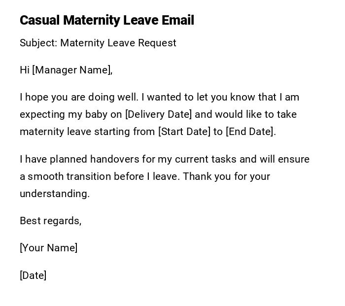 Casual Maternity Leave Email Casual Maternity Leave Email