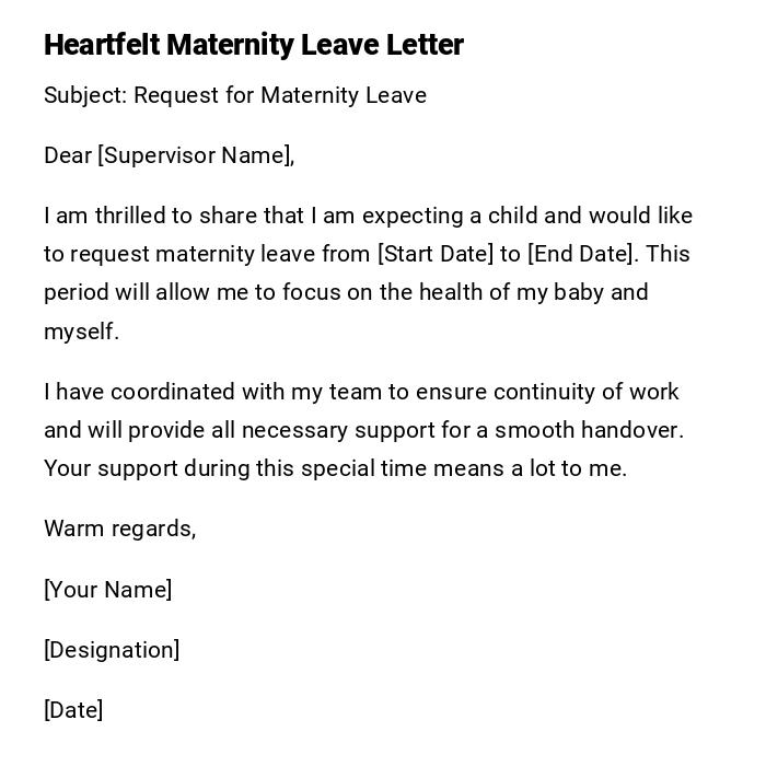 Heartfelt Maternity Leave Letter Heartfelt Maternity Leave Letter