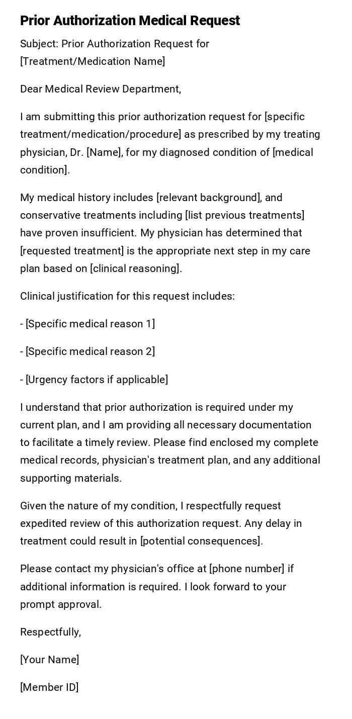 Prior Authorization Medical Request