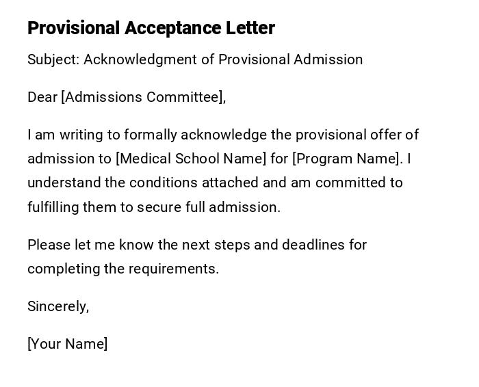 Provisional Acceptance Letter