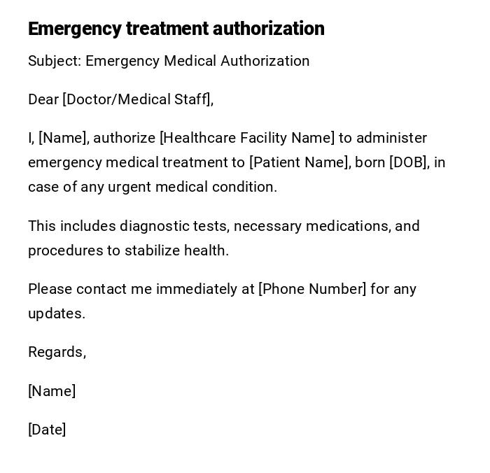 Emergency treatment authorization
