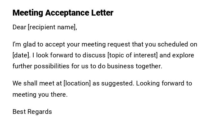 Meeting Acceptance Letter Meeting Acceptance Letter