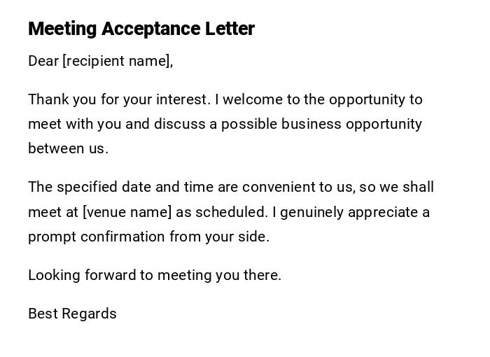 Meeting Acceptance Letter Meeting Acceptance Letter