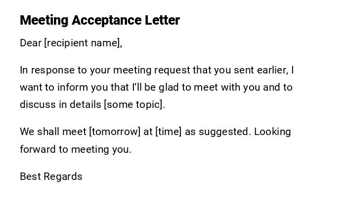 Meeting Acceptance Letter Meeting Acceptance Letter
